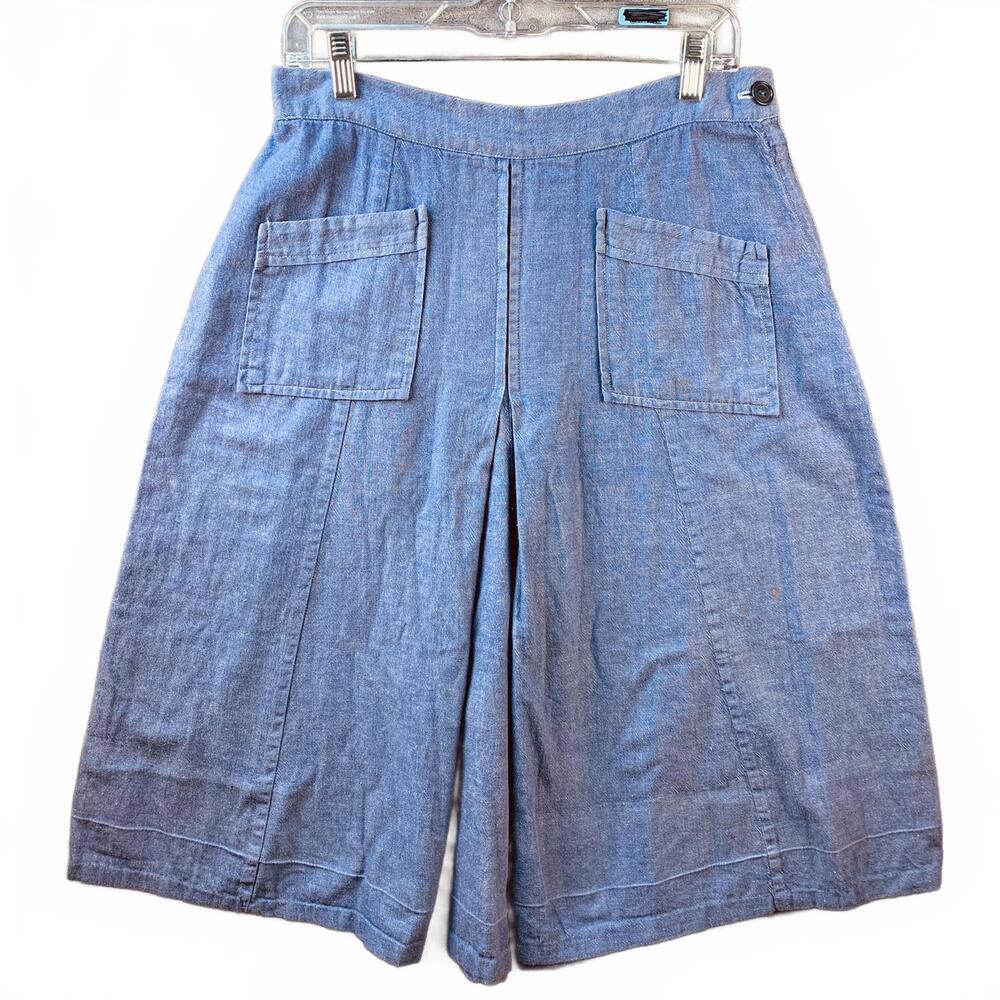Women's Super Wide Leg Denim Capri Pants with Front Pockets (638)